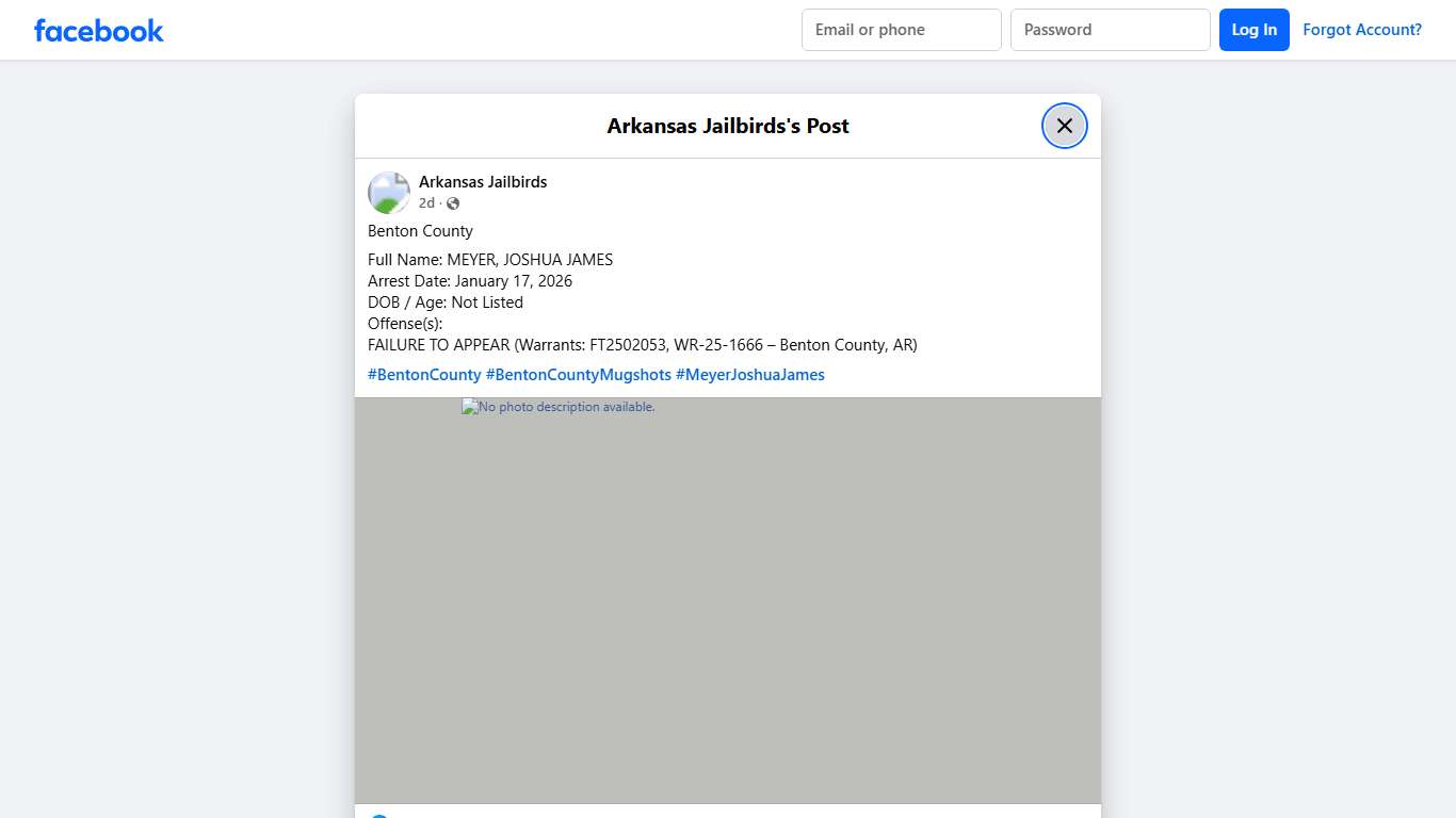 Benton County Full Name: MEYER,... - Arkansas Jailbirds | Facebook